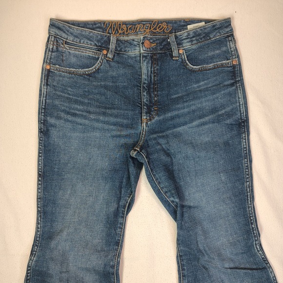 Wrangler High Rise Flare Jeans Womens 30x32 Blue 75th Anniversary Hemp Blend - Picture 4 of 15